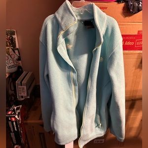 The North Face Fully Zip Girls XL Fleece Jacket Light Teal w/ Lime Green accents